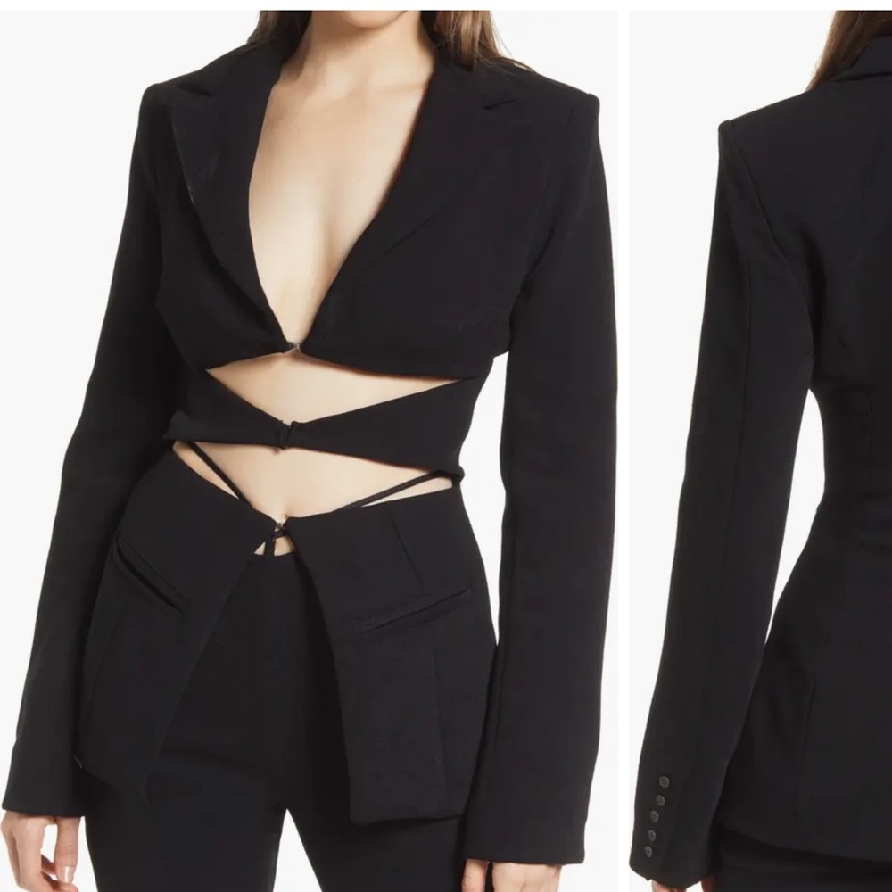 House of CB Nour Cutout Crepe Blazer, Size XS